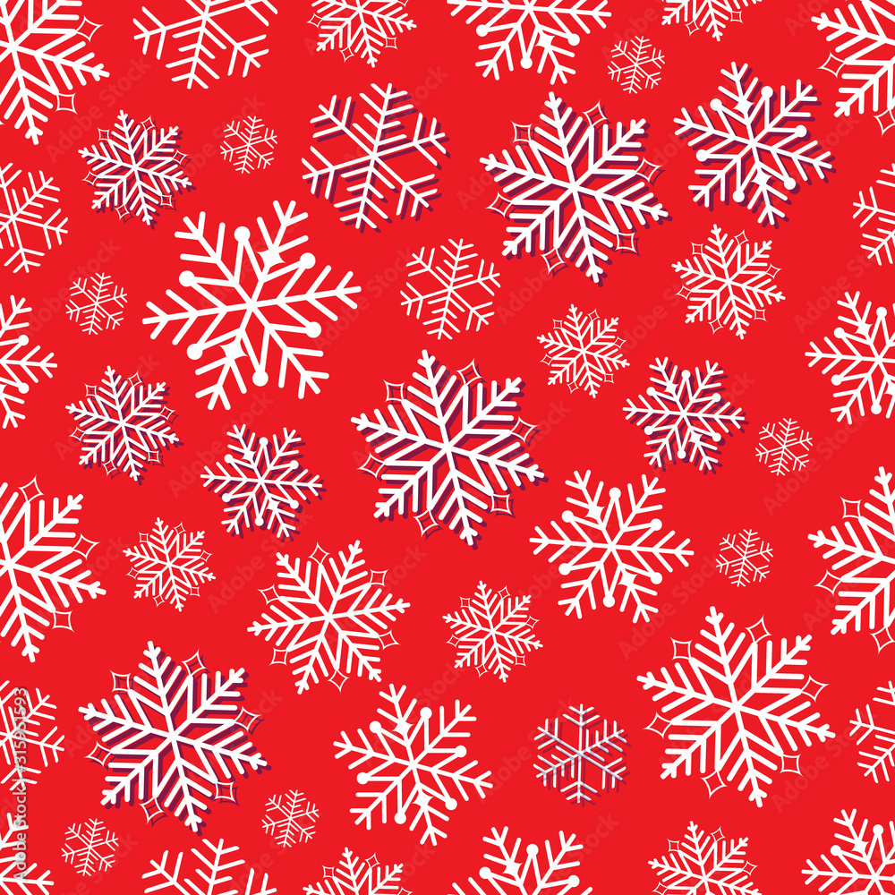 Christmas background with snowflakes. Abstract winter season ornament for paper wrap, fabric print, wallpaper decor