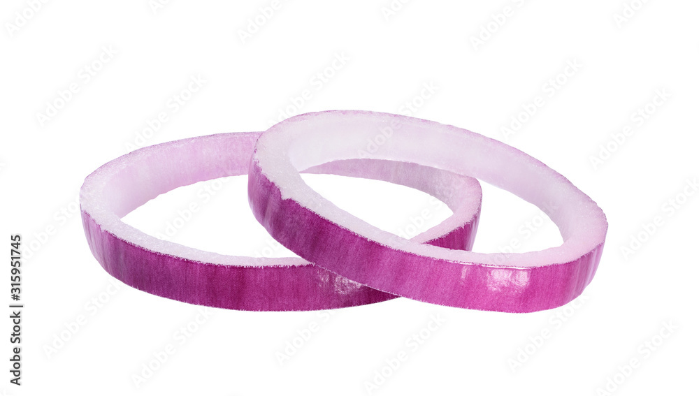 red onion rings isolated on white red onion rings isolated on white