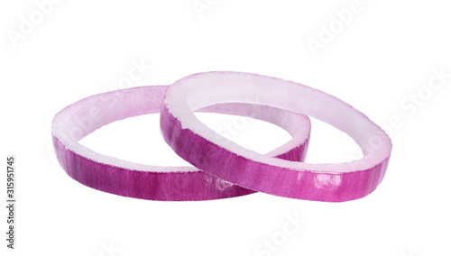 red onion rings isolated on white