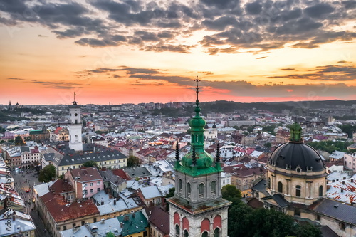 Lviv Ukraine city view sunset