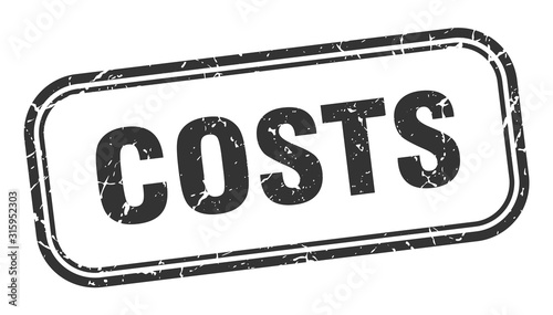 costs stamp. costs square grunge black sign