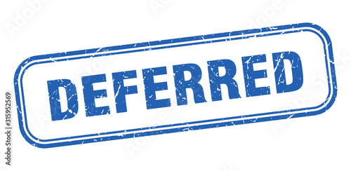 deferred stamp. deferred square grunge blue sign
