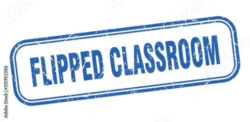 flipped classroom stamp. flipped classroom square grunge blue sign