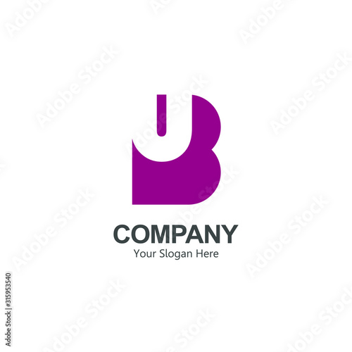 logo latter BU. design combination of 2 letters into one unique and simple logo. modern template. with purple textiles. for the company's brand and graphic design. illustration vector