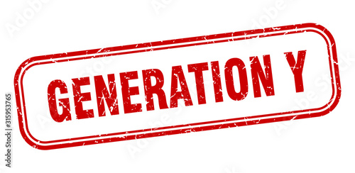 generation y stamp. generation y square grunge red sign