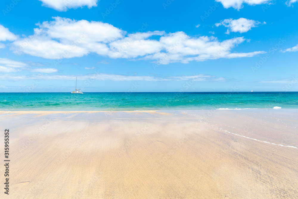Panorama of beautiful beach and tropical sea of Lanzarote. Canaries Panorama of beautiful beach and tropical sea of Lanzarote. Canaries