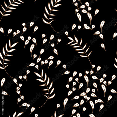Exotic tropical hawaiian outline. Leaf plant botanical floral foliage. Engraved ink art. Seamless background pattern. Fabric wallpaper print texture.
