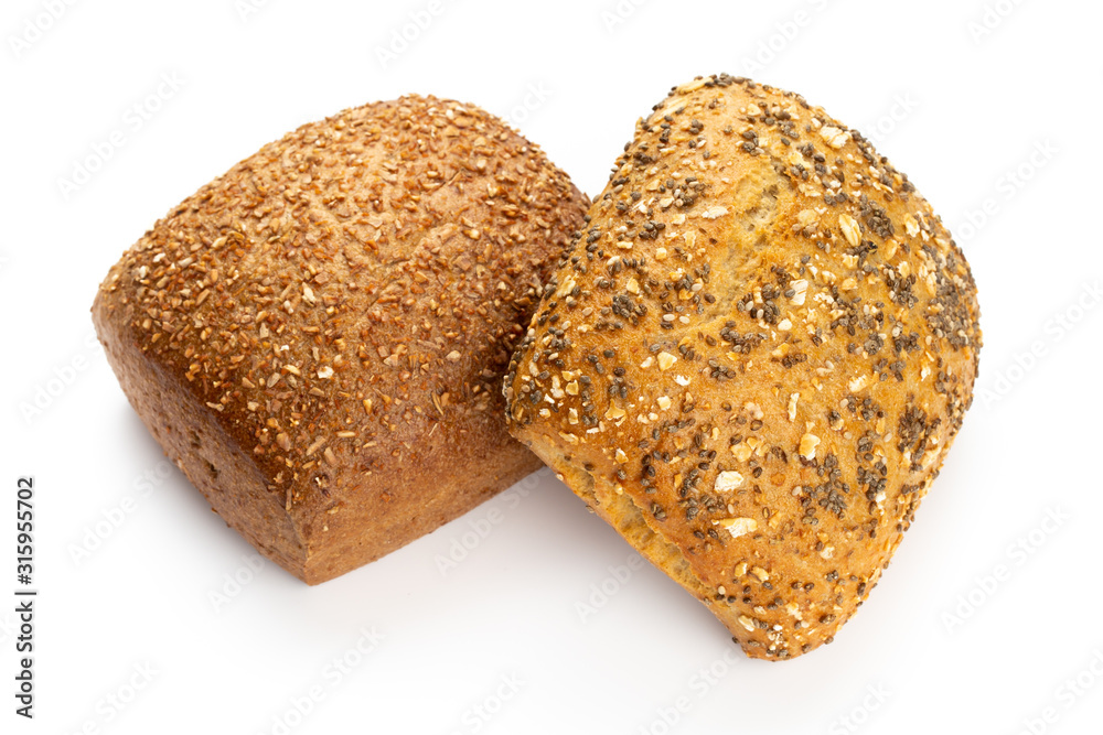 Rye eco breads on the white background. Rye eco breads on the white background.