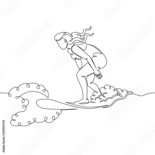 woman girl female surfer on the board