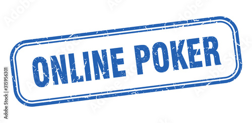 online poker stamp. online poker square grunge blue sign