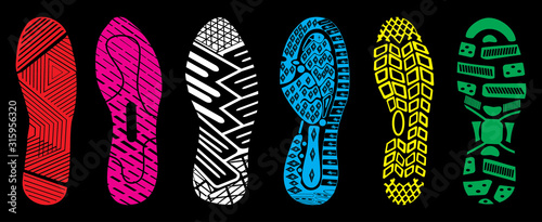 set prints of shoes vector
