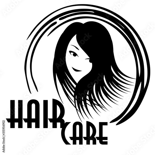hair care logo with smiling woman face