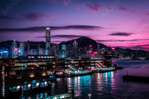 HongKong Island skyline and Victoria Harbour at night