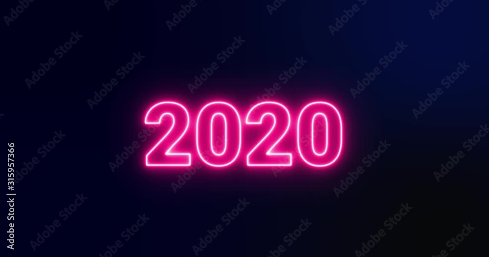Animated 2020 Pink Neon Sign
