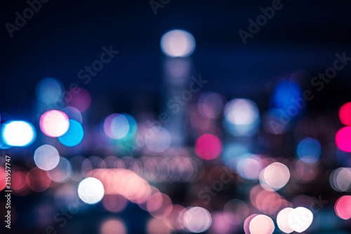 Photography Abstract city lights at night, Bokeh lights of city skyline , blurry