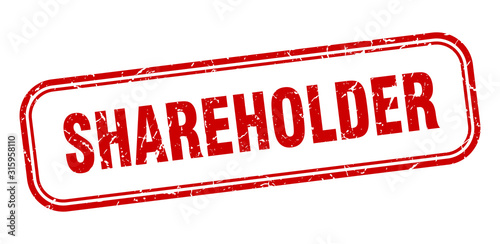 shareholder stamp. shareholder square grunge red sign
