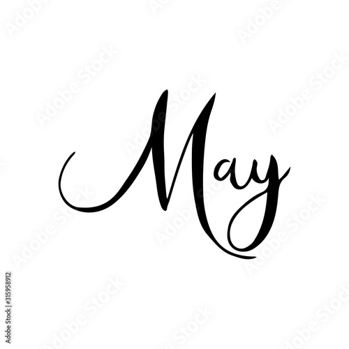 Hand drawn calligraphy lettering month April. Handwritten phrase for invitation card, calender, banner, poster, flyer or greeting card. Vector illustration.