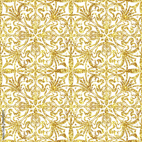 Abstract floral ornamental tapestry tiles glitter sparkling seamless pattern
