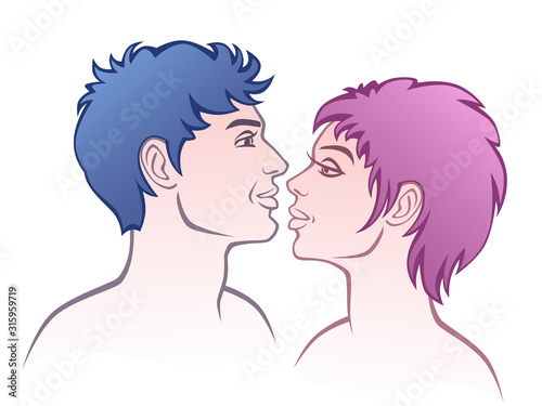 Couple of lovers on a white background