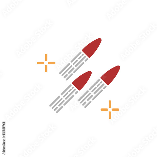 Bullet, flying colored icon. Colored element of war, armour illustration. Signs and symbols icon for websites, web design, mobile app on white background