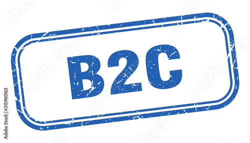 b2c stamp. b2c square grunge blue sign