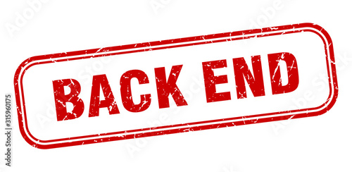 back end stamp. back end square grunge red sign