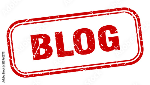 blog stamp. blog square grunge red sign