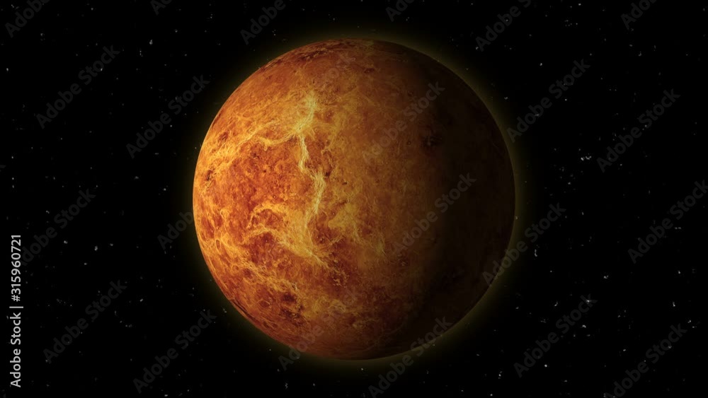 Beautiful planet Venus rotates in stellar black space, video, 4K Beautiful planet Venus rotates in stellar black space, video, 4K
