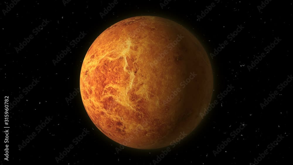 Beautiful planet Venus rotates in stellar black space, video, 4K Beautiful planet Venus rotates in stellar black space, video, 4K