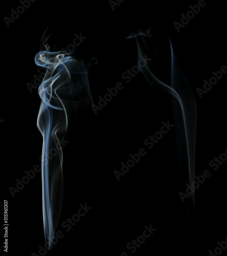 Smoke isolated on black background and texture, clipping path