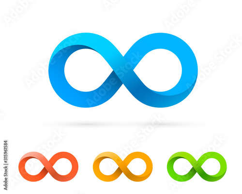 Symbol of infinity art info, color set collection.