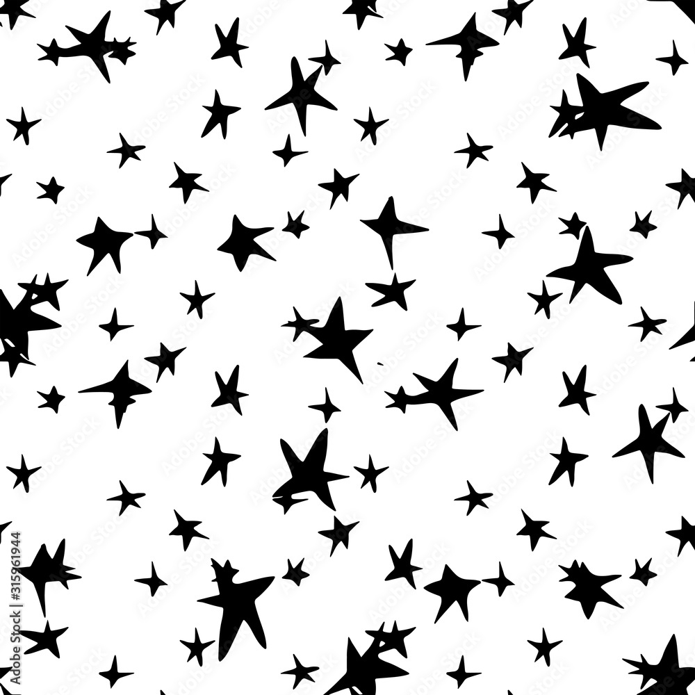 Abstract  stars  glitter sparkling seamless pattern on watercolor background