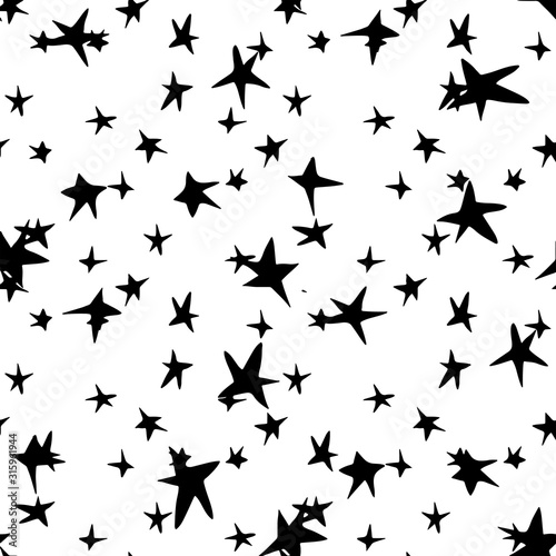 Abstract  stars  glitter sparkling seamless pattern on watercolor background