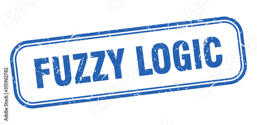 fuzzy logic stamp. fuzzy logic square grunge blue sign