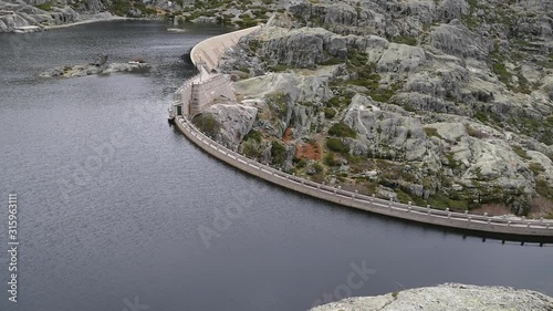 dam in porugal serra estrela in cold windy weather photo