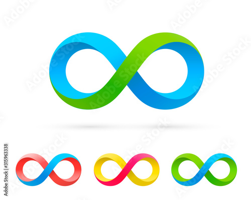 Symbol of infinity art info, color set collection. photo