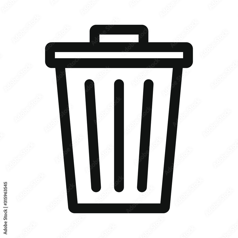 Carbage can icon. Simple shape delete symbol. Trash container logo. Vector illustration image. Isolated on white background. Carbage can icon. Simple shape delete symbol. Trash container logo. Vector illustration image. Isolated on white background.