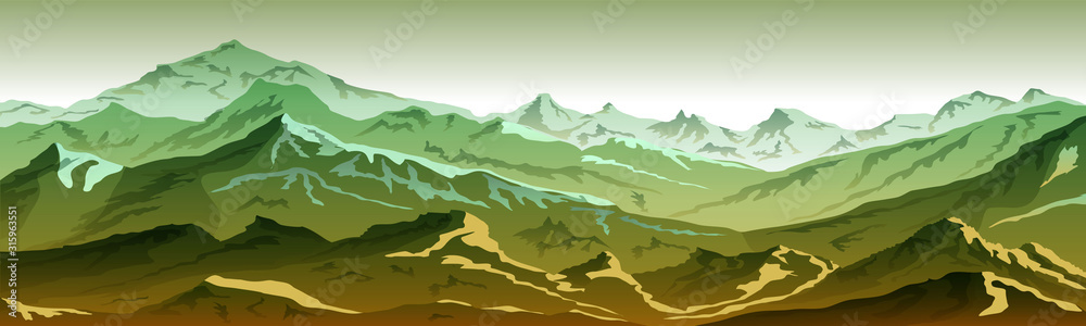 mountains eps 10 illustration background View of green - vector