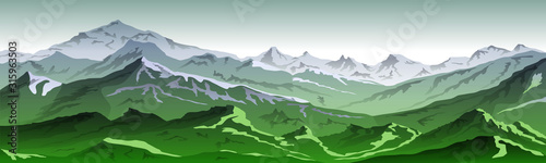 mountains eps 10 illustration background View of green - vector