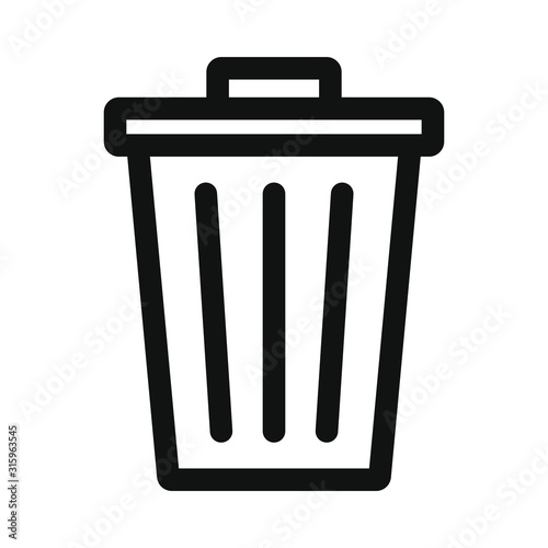 Carbage can icon. Simple shape delete symbol. Trash container logo. Vector illustration image. Isolated on white background.