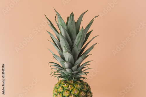 Pineapple fresh fruit on colorful background. Creative bright minimal, styled concept for bloggers.