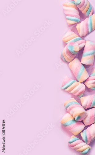 sugar candies pink background