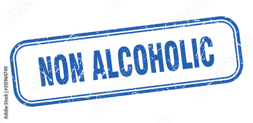 non alcoholic stamp. non alcoholic square grunge blue sign