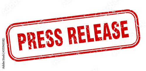 press release stamp. press release square grunge red sign