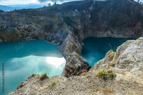 Kelimutu - Close up on turquoise colored volcanic lake