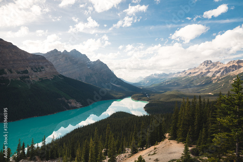 Beautiful Lake Peyto in the Canadian Rocky Mountains during Clear Summer Weather