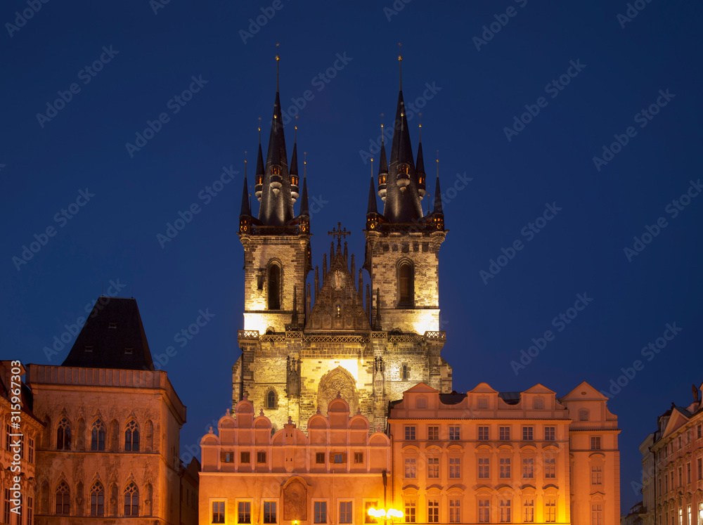 Church of Mother of God before Tyn at Old Town square in Prague. Czech Republic