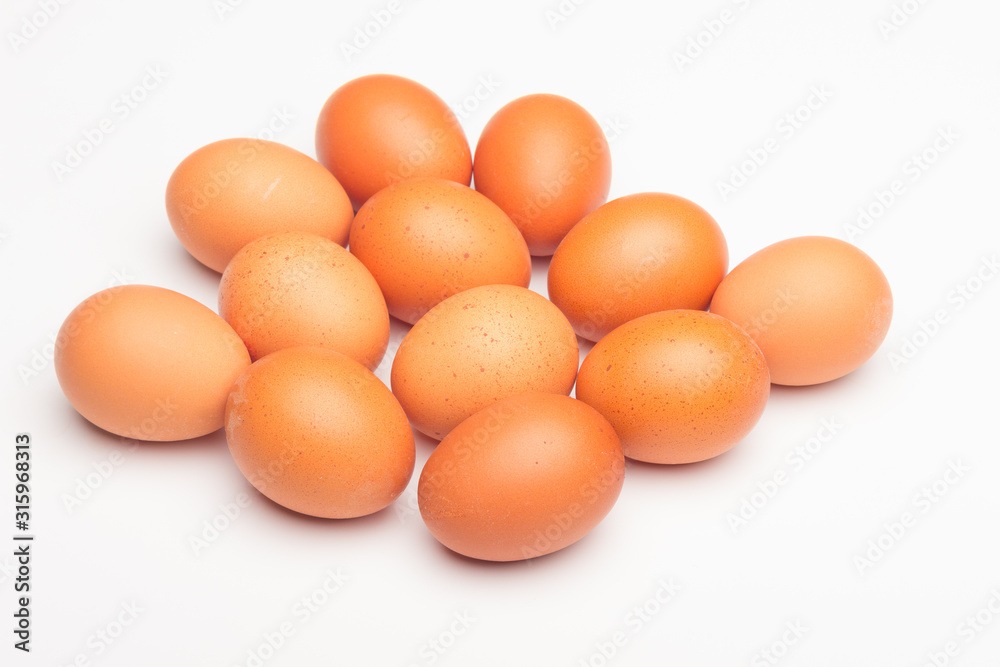 Chicken eggs, raw eggs freshly picked from the farm Chicken eggs, raw eggs freshly picked from the farm