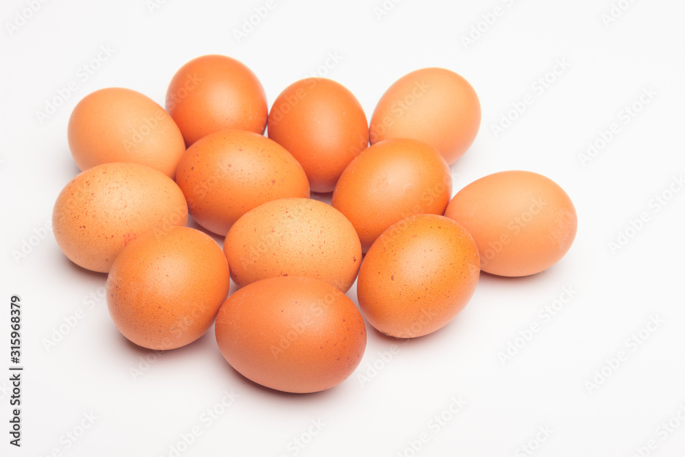 Chicken eggs, raw eggs freshly picked from the farm Chicken eggs, raw eggs freshly picked from the farm