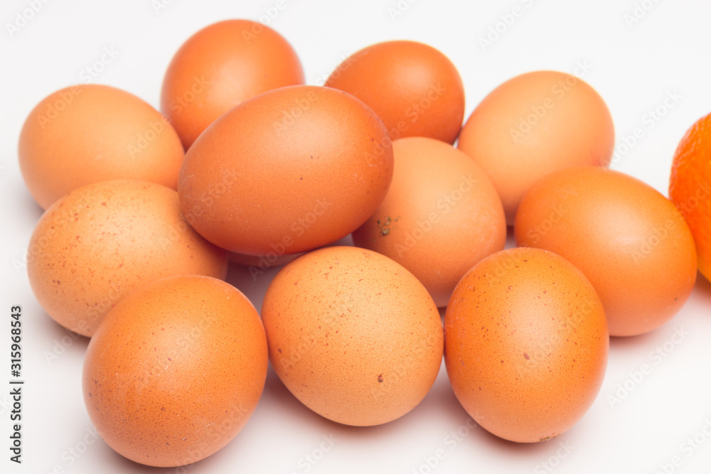 Chicken eggs, raw eggs freshly picked from the farm Chicken eggs, raw eggs freshly picked from the farm